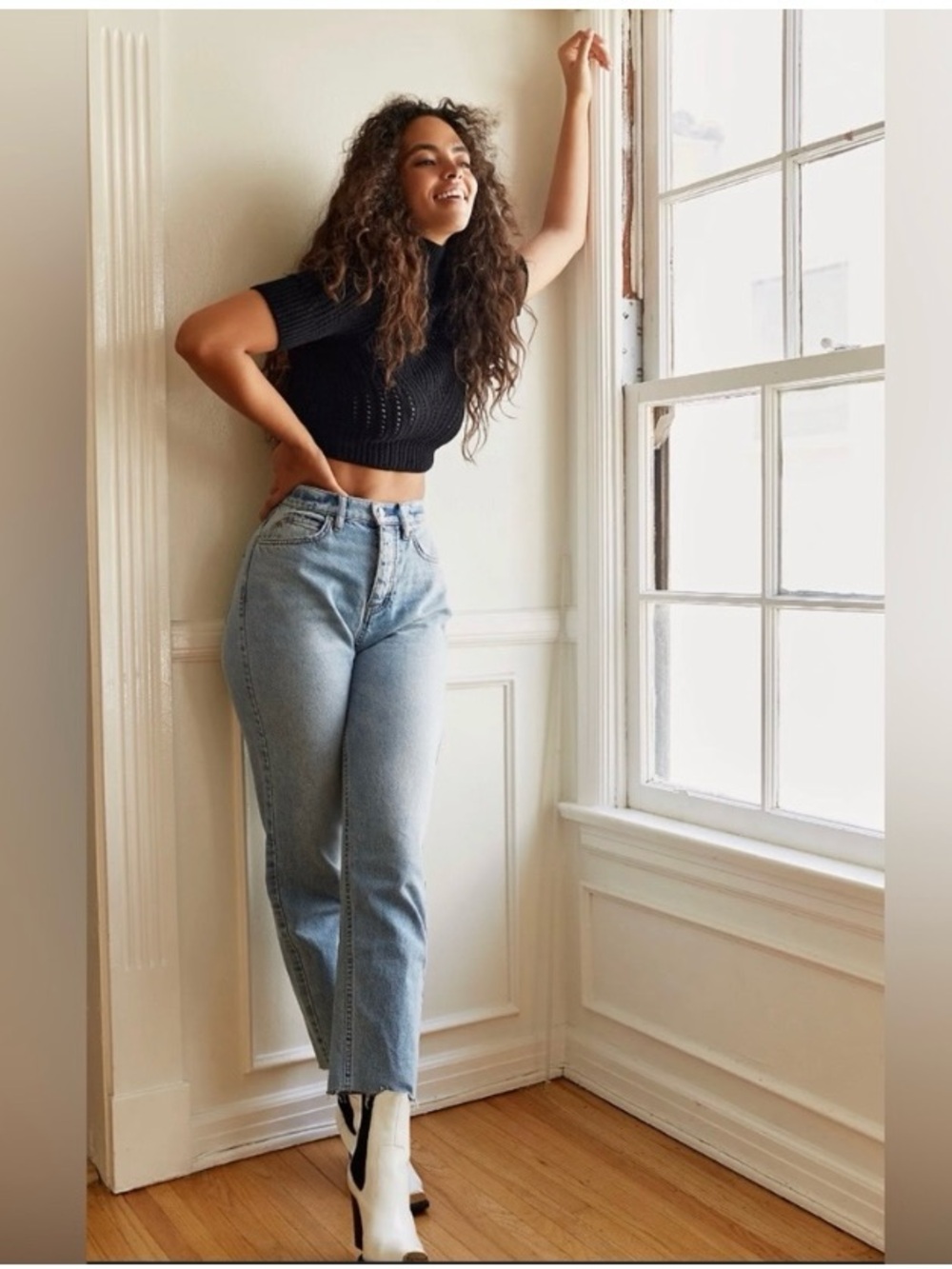 Free People “We the Free” Light Blue High-Rise “Mom” Jeans